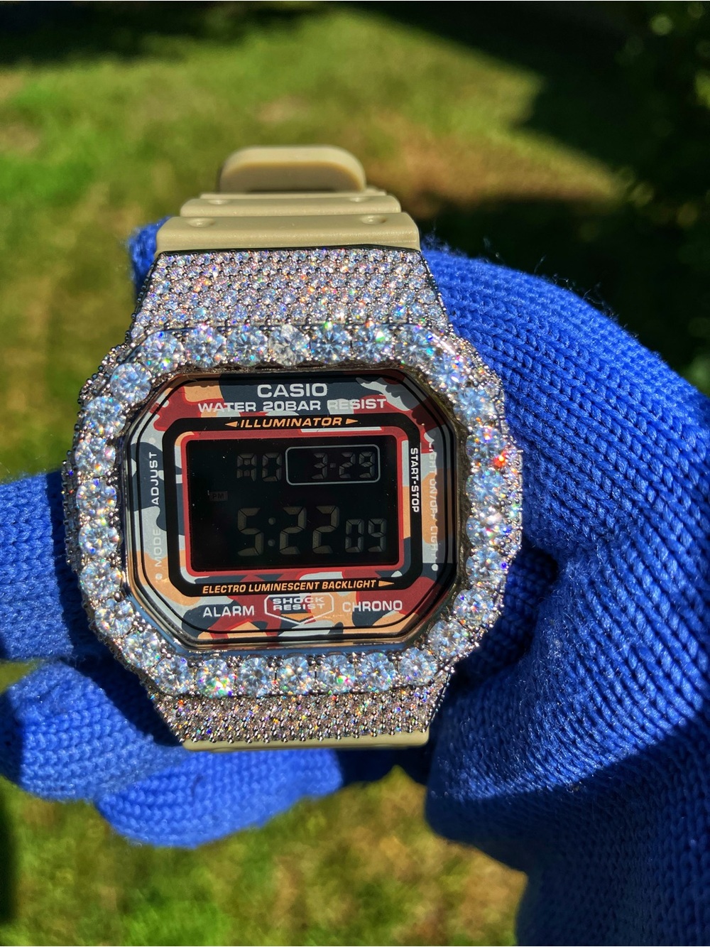 Bussdown Moissanite Custom Camo G Shock Dw5600